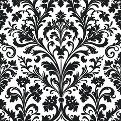 Seamless Vintage Floral Damask Pattern with Ornamental Elements