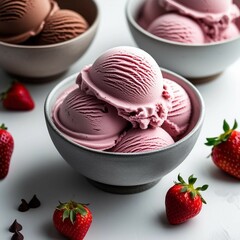 Strawberries with Cream Served in a Bowl