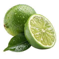 lime or green lemon isolated on white background