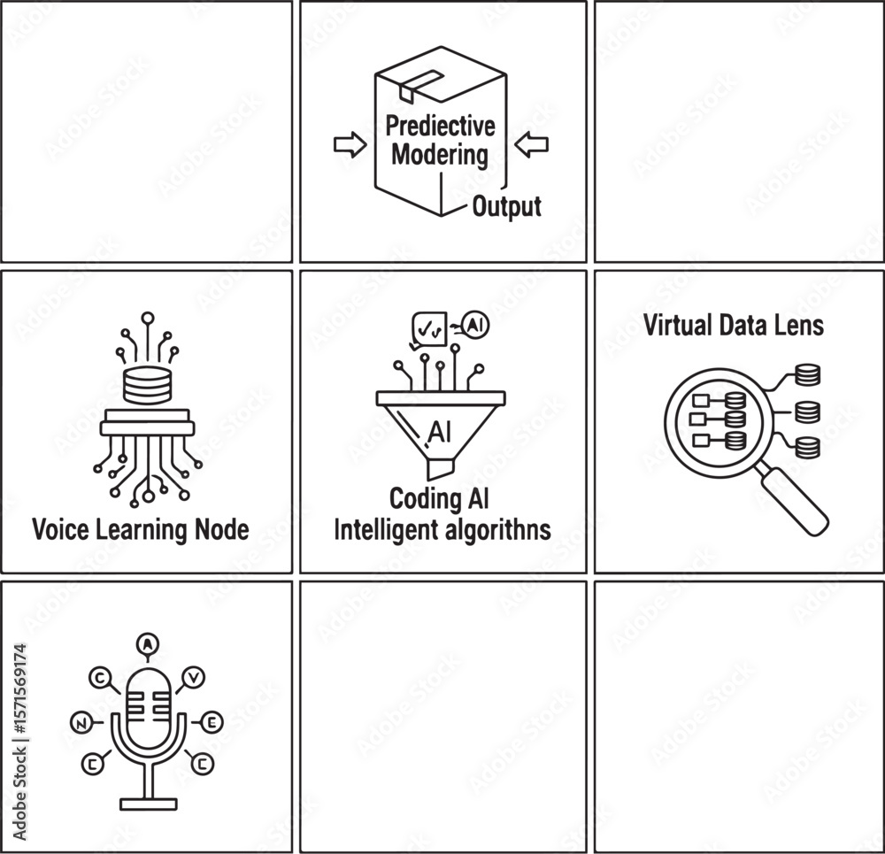 Poster technology concepts artificial intelligence data analysis voice recognition vector