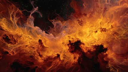 Fiery celestial nebula, showcasing intricate details, a cosmic display of light and energy 