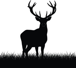 Majestic Stag Silhouette A Black and White Deer Illustration