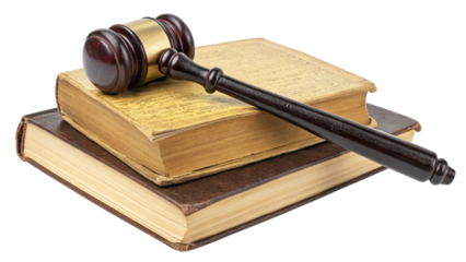 Legal gavel and law books concept for justice, courtroom, legislation and legal system in brown color