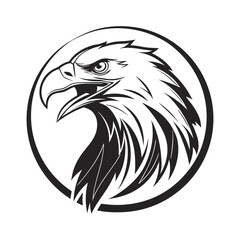 logo illustration eagle head in circle silhouette vector art