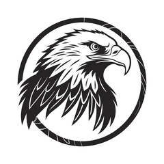 logo illustration eagle head in circle silhouette vector art