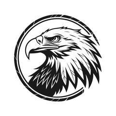 logo illustration eagle head in circle silhouette vector art