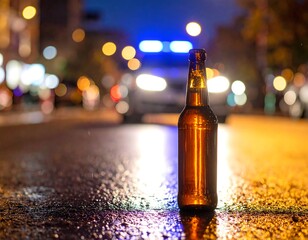 Night scene with beer bottle
