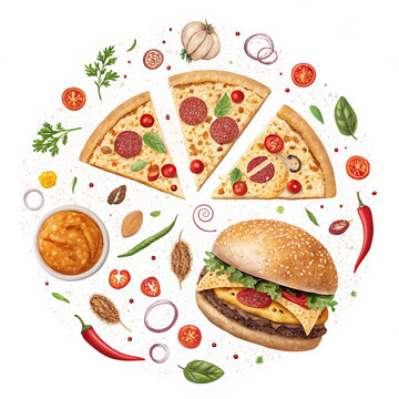 Fast Food. Flat Design Icons.