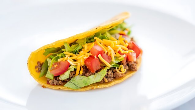 Single Taco with Beef, Lettuce, Tomato, and Cheese