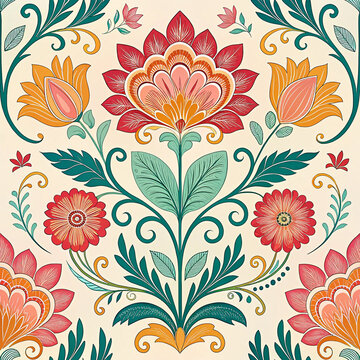 Spring dasies flowers seamless pattern illustration