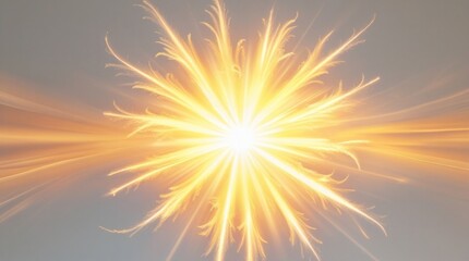 Bright spotlight beam shining with radiant light flare overlay effect, isolated on transparent or white PNG 