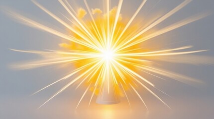 Bright spotlight beam shining with radiant light flare overlay effect, isolated on transparent or white PNG 