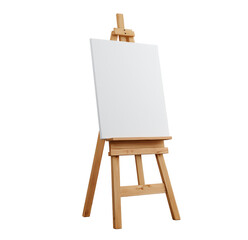 Empty wooden easel with blank canvas against a dark background for creative presentation