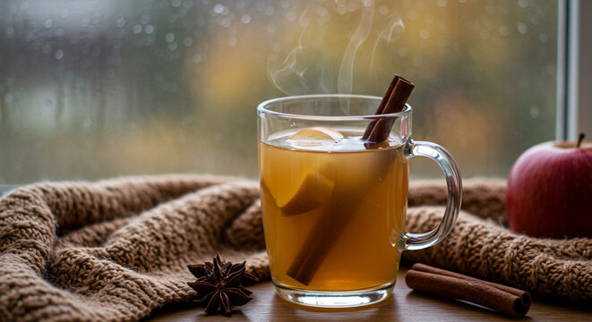 スパイスティーの温かい午後 - 冬の心温まるリラックスタイム