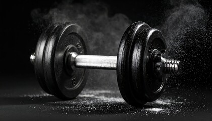 Naklejka premium Black dumbbell with particles