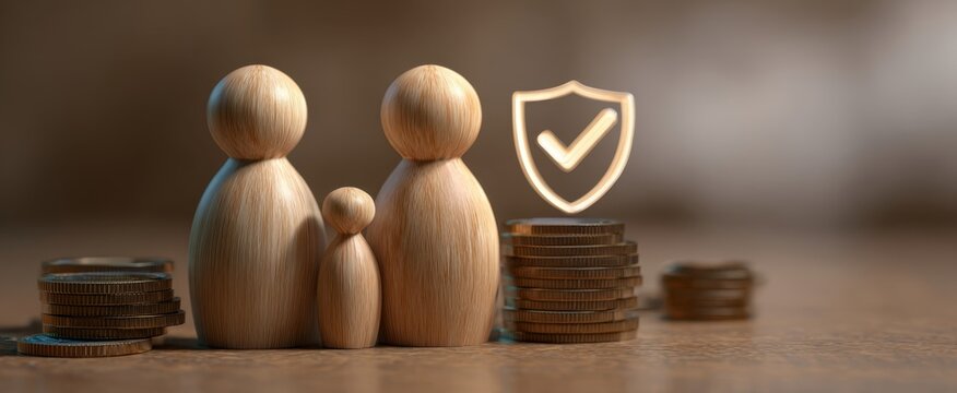The wooden family figurines symbolizing financial security and trust. - Powered by Adobe