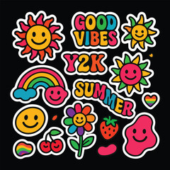 Retro Sticker Pack 90s Vibes & Cute Illustrations, Playful collection of retro stickers, perfect for adding a fun, nostalgic touch to any project.