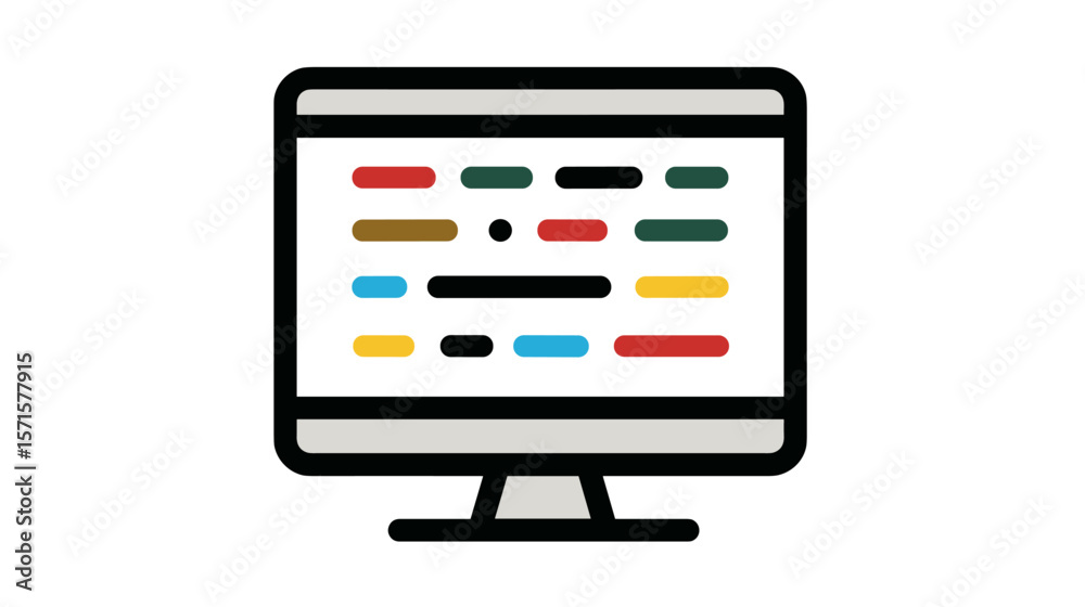 Fototapete computer monitor displaying colorful code on white background