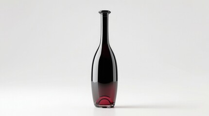  Dark red wine glass bottle standing isolated on white or transparent PNG background with elegant glossy finish