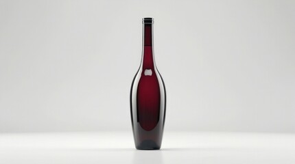  Dark red wine glass bottle standing isolated on white or transparent PNG background with elegant glossy finish