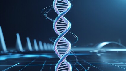 DNA strand represents secure genetic data protection concept in futuristic biotech and personalized healthcare