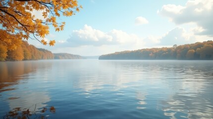 Soft water texture in autumn mood — horizontal minimal background for commercial creatives.