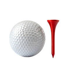 Golf Ball on Tee Isolated on Transparent Background