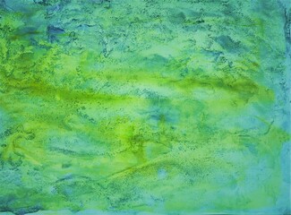 abstract green background with grunge brush strokes and stains on paper