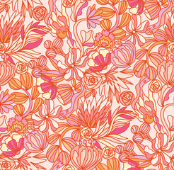 Red Floral Vector seamless pattern