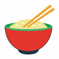 bowl of rice with chopsticks