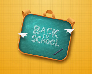 Back to school. Modern education concept in the form of a backpack with a digital screen. Vector illustration.