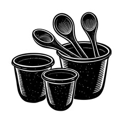 measuring cups and spoons silhouette vector art