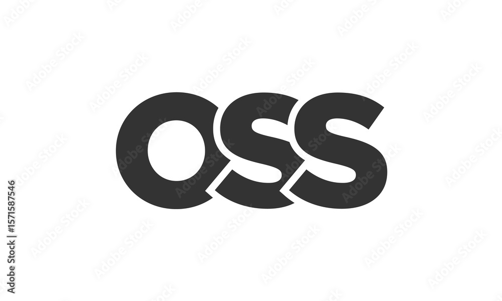 Poster oss logo design template with strong and modern bold text. initial based vector logotype featuring s