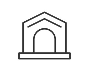 Minimalist icon representing a sheltered space with an arched entrance, conveying themes of protection, sanctuary, or entrance. Perfect for web design, apps, or architectural concepts.