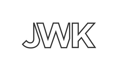 JWK logo design template with strong and modern bold text. Initial based vector logotype featuring simple and minimal typography. Trendy company identity.