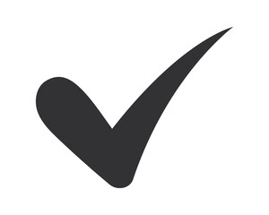 Simple, isolated check mark on white. Represents agreement, approval, confirmation, or task completion. Ideal for user interfaces, checklists, or graphic design projects.