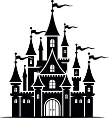 Obraz premium Castles Fairy Tale silhouette on white background