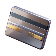 Modern 3d rendered credit card with metallic gold and silver accents isolated on transparent background