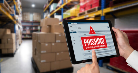 Cyber security software show alert of cyber attack for protection snugly. Danger from virus, phishing and cyber fraud.