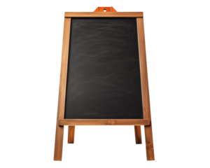 Rustic wooden chalkboard stands ready for menu updates or special announcements