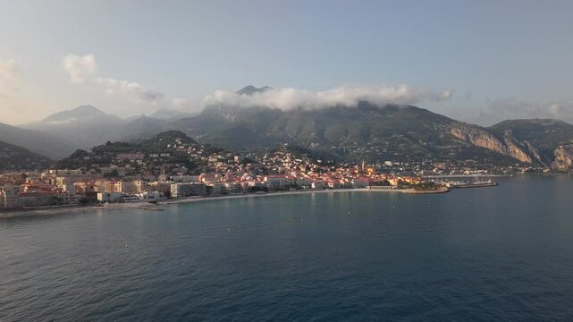 Menton France cote de lazur drone shot