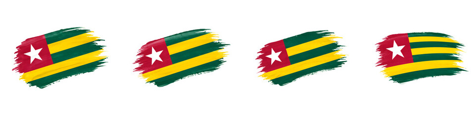 Obraz premium Togo Flag Brush Stroke on Transparent Background