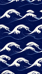 Pattern of sea waves, repeating elements. Japanese Style