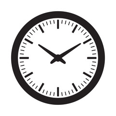 Black clock face with white markings time dial