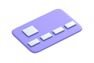 Electronic wallet isolated on white background. Plastic credit card. 3d render
