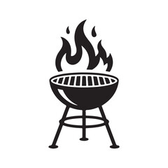 Black grill with fire barbecue cooking