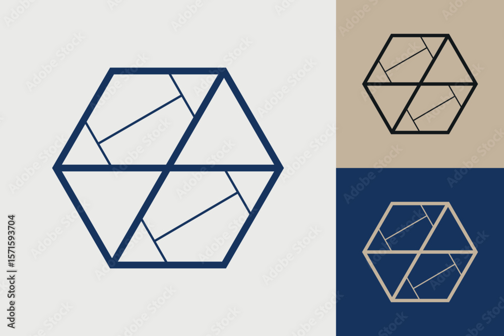 Fototapete geometric hexagonal logo icon. hexagon concept vector design with minimalistic linear style