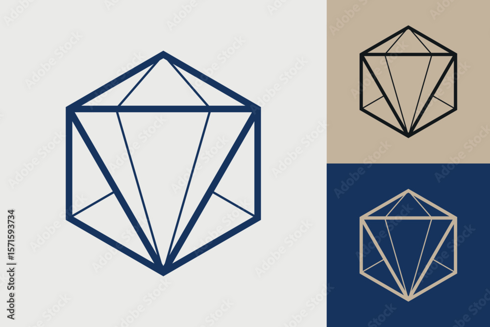 Fototapete Geometric hexagonal logo icon. Hexagon concept vector design with minimalistic linear style
