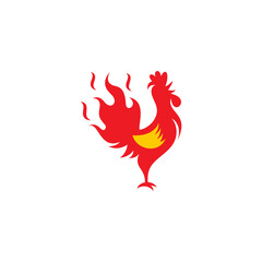 Fire rooster logo design vector
