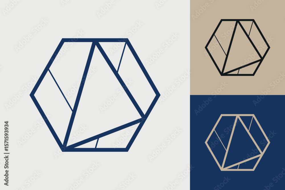 Fototapete geometric hexagonal logo icon. hexagon concept vector design with minimalistic linear style
